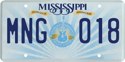 MS license plate MNG018