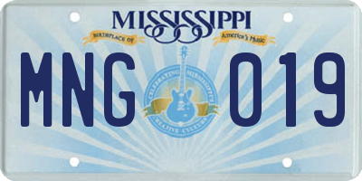 MS license plate MNG019