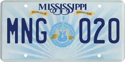 MS license plate MNG020