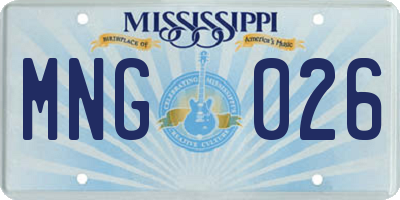 MS license plate MNG026