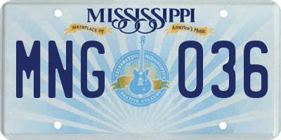 MS license plate MNG036