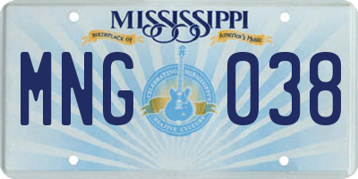 MS license plate MNG038