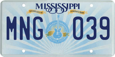 MS license plate MNG039