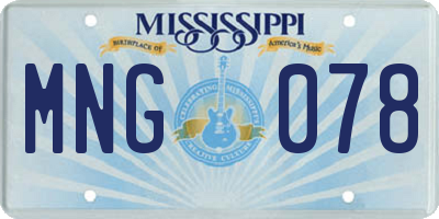 MS license plate MNG078