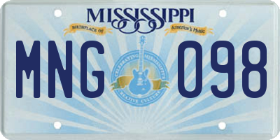 MS license plate MNG098