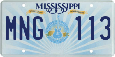 MS license plate MNG113