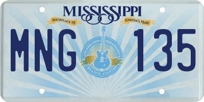 MS license plate MNG135