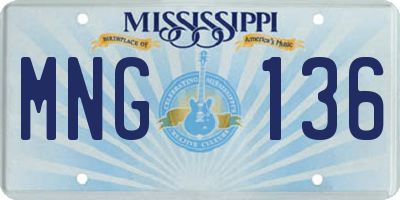 MS license plate MNG136