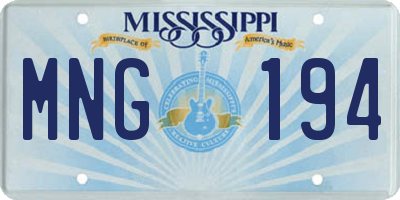 MS license plate MNG194
