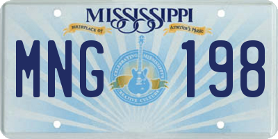 MS license plate MNG198