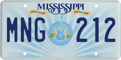 MS license plate MNG212