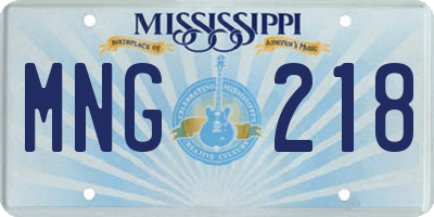 MS license plate MNG218