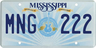 MS license plate MNG222
