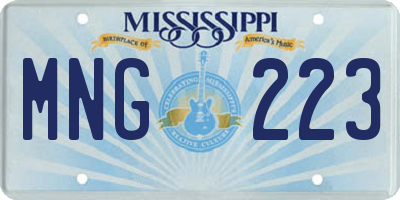 MS license plate MNG223