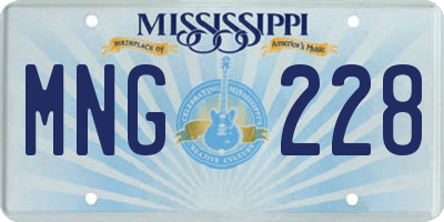 MS license plate MNG228