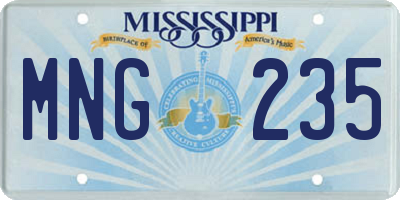 MS license plate MNG235