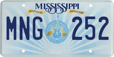 MS license plate MNG252