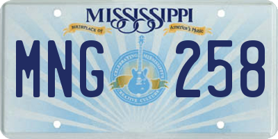 MS license plate MNG258