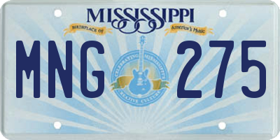 MS license plate MNG275