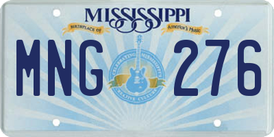 MS license plate MNG276