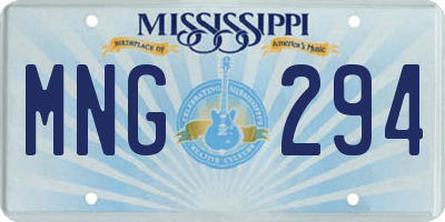 MS license plate MNG294