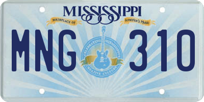 MS license plate MNG310