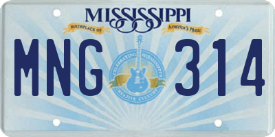 MS license plate MNG314