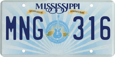 MS license plate MNG316