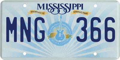 MS license plate MNG366