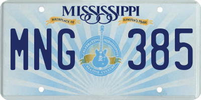 MS license plate MNG385