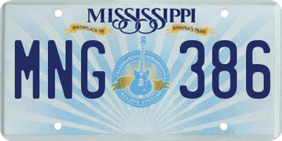 MS license plate MNG386