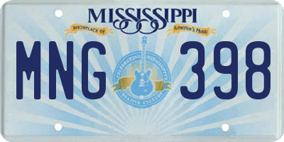 MS license plate MNG398