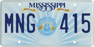 MS license plate MNG415