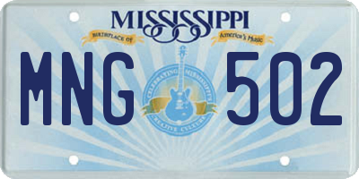 MS license plate MNG502