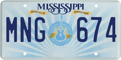 MS license plate MNG674