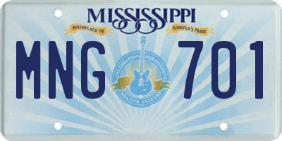 MS license plate MNG701