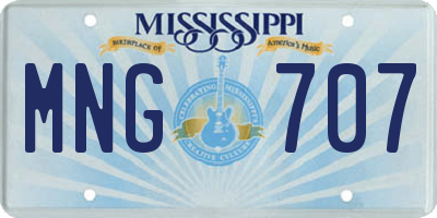 MS license plate MNG707