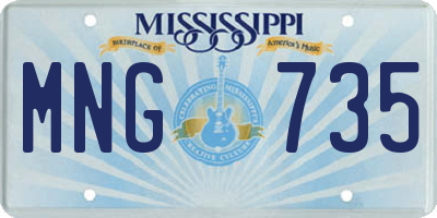 MS license plate MNG735