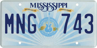 MS license plate MNG743