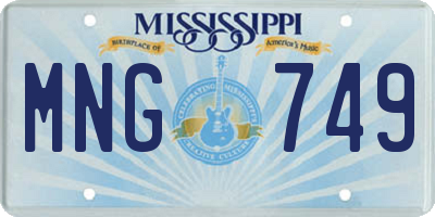 MS license plate MNG749