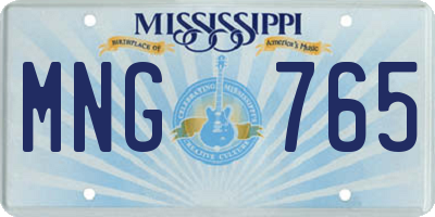 MS license plate MNG765