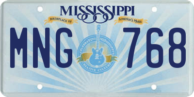 MS license plate MNG768