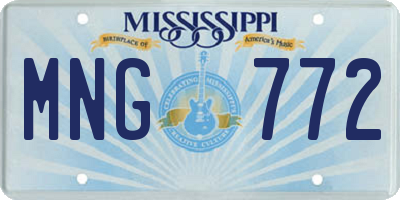 MS license plate MNG772