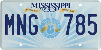 MS license plate MNG785