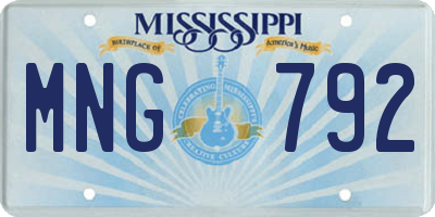 MS license plate MNG792