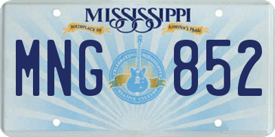 MS license plate MNG852