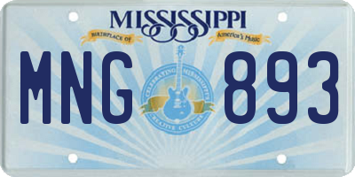 MS license plate MNG893