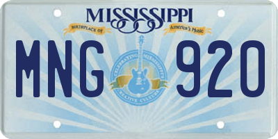 MS license plate MNG920
