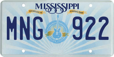 MS license plate MNG922
