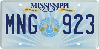 MS license plate MNG923